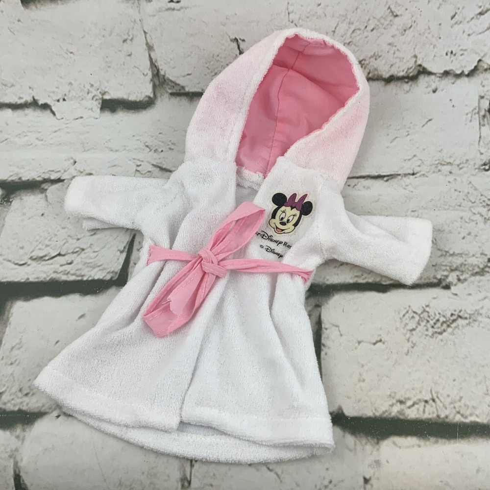 Walt Disney World Resort Bath Robe For Plush Toy White Pink Minnie Mouse
